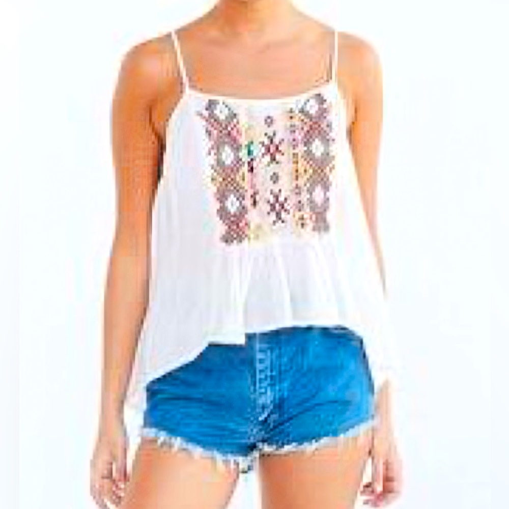 Urban Outfitters Ecote Embroidered Sleeveless Peasant Top Women’s Size Small EUC